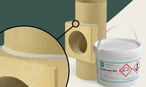 Wklejka do komina ceramicznego Rudomal KV, uszczelnienie komina, materiały budowlane.