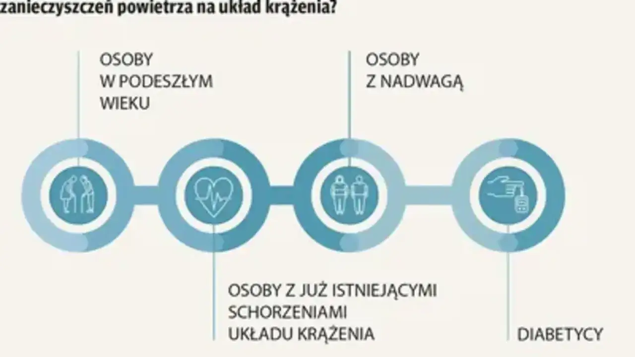 Wirus w powietrzu zagraża seniorom, osobom z nadwagą, chorym na serce i cukrzycę. Grafika pokazuje grupy ryzyka.