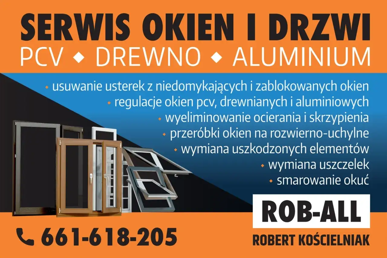Przeróbki okien na rozwierno-uchylne, regulacje, smarowanie okuć. Serwis okien i drzwi PCV, drewno, aluminium. Tel. 661-618-205.