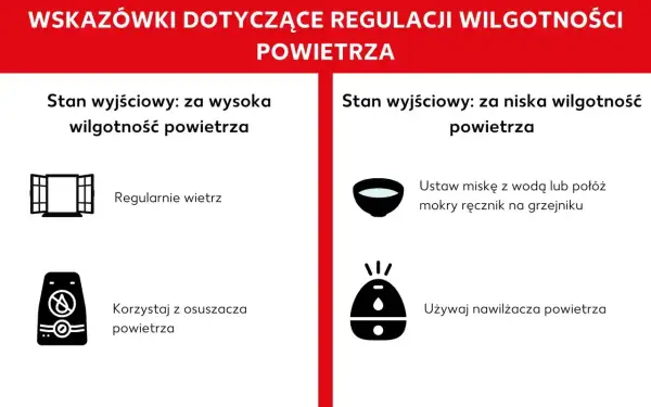 Jak nawilżyć powietrze w pokoju? Wskazówki: miska z wodą, mokry ręcznik na grzejniku lub nawilżacz powietrza.